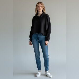 Aerie Fleece of Mind Cropped Polo Sweatshirt